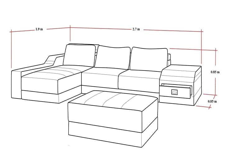 Kích thước sofa chữ L