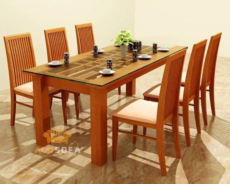 Bộ bàn ăn gỗ xoan đào 4 - 6 ghế cổ điển